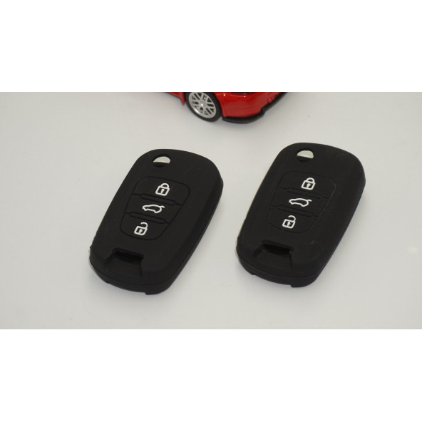 Kia K2 K5 K7 Silikon Anahtar Siyah Kılıf Seti - Resim 2