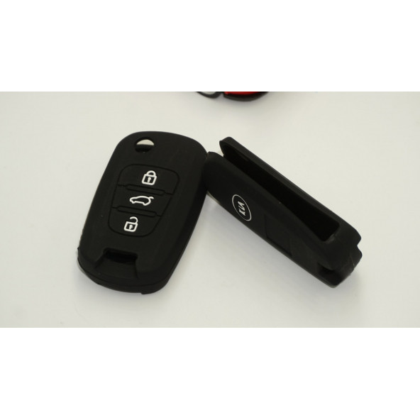 Kia K2 K5 K7 Silikon Anahtar Siyah Kılıf Seti - Resim 3