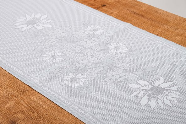 Finezza İris Jaka rPolyester Kumaş Gri Runner 45x150 cm - 1411 - 5