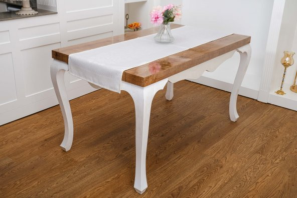 Finezza Lola Jakar Polyester Kumaş Krem Runner 45x150 cm   - 1412