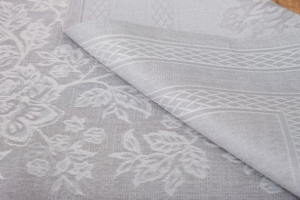 Finezza Lola Jakar Polyester Kumaş Gri Runner 45x150 cm - 1413 - 4