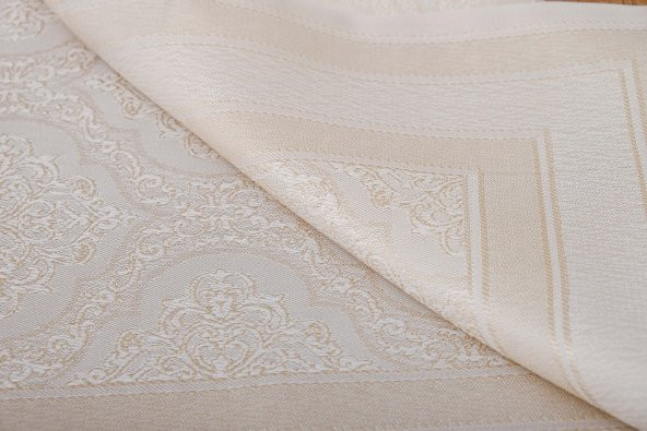 Finezza Roma Jakar Polyester Kumaş Bej Runner 45x150 cm - 1415 - 6