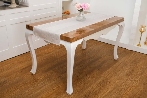 Finezza Ayda Jakar Polyester Kumaş Bej Runner 45x150 cm - 1416