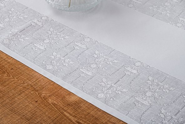 Finezza Ayda Jakar Polyester Kumaş Gri Runner 45x150 cm - 1417 - 5