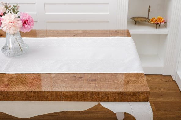 Finezza Ayda Jakar Polyester Kumaş Krem Runner 45x150 cm - 1418 - 3