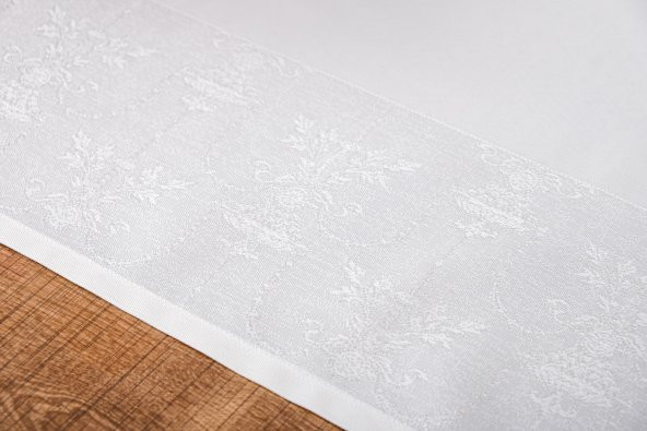 Finezza Ayda Jakar Polyester Kumaş Krem Runner 45x150 cm - 1418 - 4
