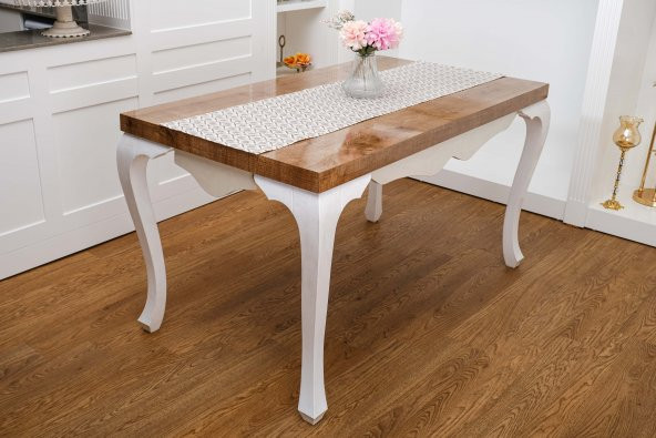 Finezza Melisa Damask Baskılı Duck Kumaş Kreme Kahve Runner 40x140 cm  - 1419