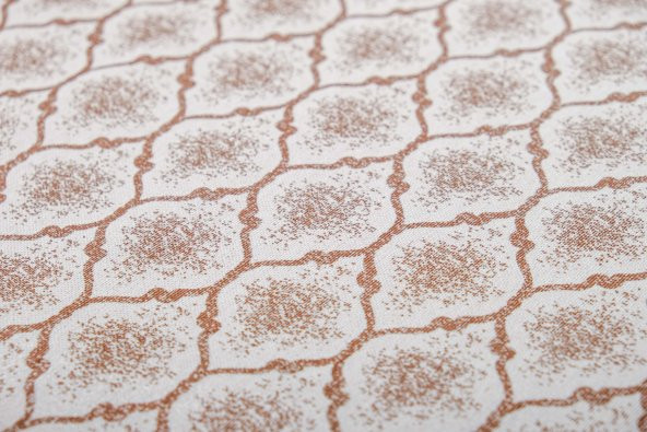 Finezza Melisa Damask Baskılı Duck Kumaş Kreme Kahve Runner 40x140 cm  - 1419 - 5