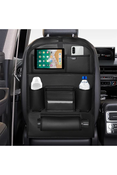 Bod Deri Masalı Oto Koltuk Arkası Koruyucu Eşya Düzenleyici Araç içi Organizer Siyah