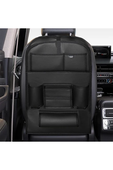 Bod Deri Masalı Oto Koltuk Arkası Koruyucu Eşya Düzenleyici Araç içi Organizer Siyah - 3