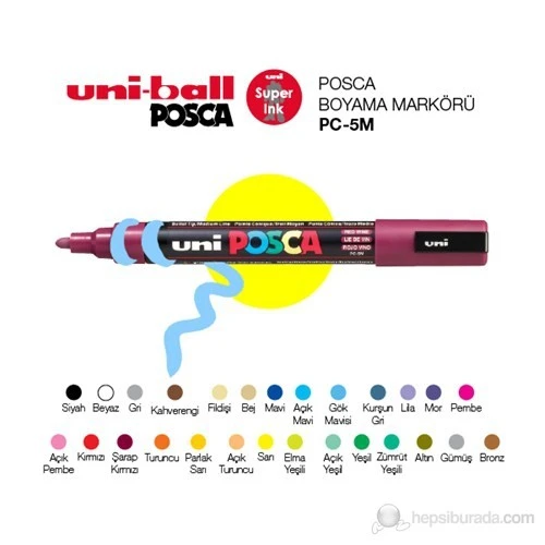 Uni Posca 1,8-2,5 Su Bazlı Markörü Sarı