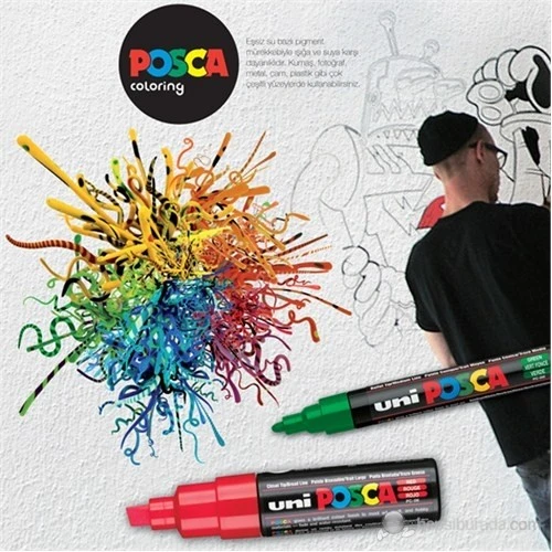 Uni Posca 1,8-2,5 Su Bazlı Markörü Sarı - 4