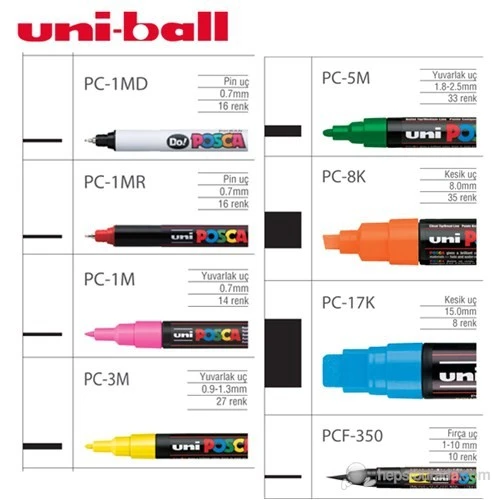 Uni Posca 1,8-2,5 Su Bazlı Markörü Sarı - 3