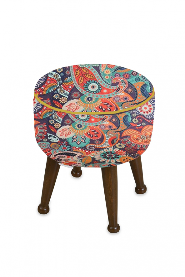 Miskin Ceviz Retro Puf Ayak Ucu Puf Makyaj Koltuğu Puf Bench Ayak Dayama Ahşap Ayak Puf