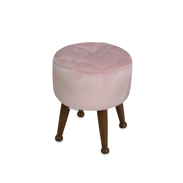 Miskin Ceviz Pembe Puf Ayak Ucu Puf Makyaj Koltuğu Puf Bench Ayak Dayama Ahşap Ayak Puf