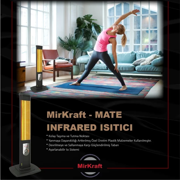 Mirkraft Mate 2500 w karbon infrared Dikey elektrikli ısıtıcı soba - 6