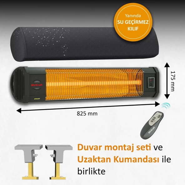 MirKraft Grade Karbon Elektrikli Isıtıcı,Duvara Montaj,Uzaktan Kumandalı 2500W - 3