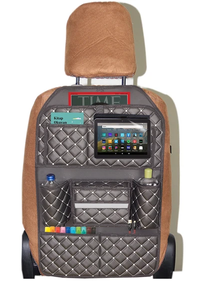 Bod Cunda Oto Koltuk Arkası Koruyucu Eşya Düzenleyici Araç içi Organizer Siyah-Beyaz - 5