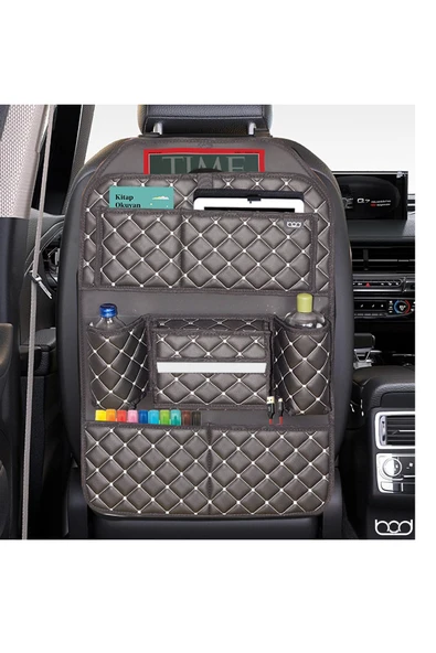 Bod Cunda Oto Koltuk Arkası Koruyucu Eşya Düzenleyici Araç içi Organizer Siyah-Beyaz