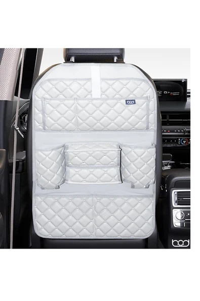 Bod Cunda Oto Koltuk Arkası Koruyucu Eşya Düzenleyici Araç içi Organizer Gri - 4