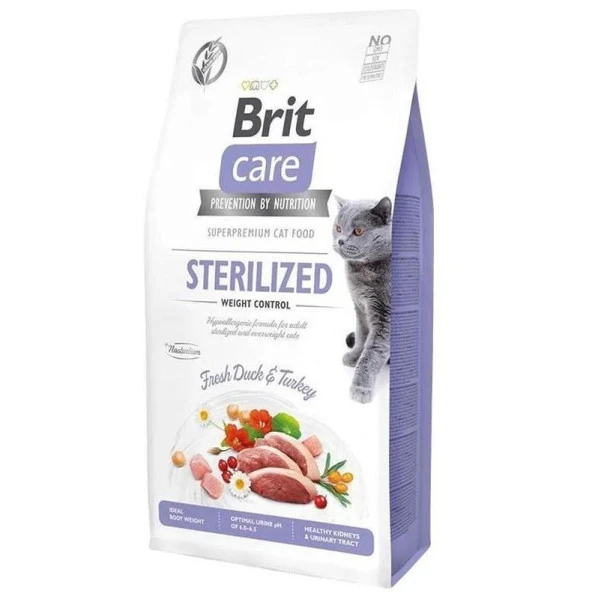 Brit Care Hypo-Allergenic Kilo Kontrolü için Ördekli Tahılsız Kısırlaştırılmış Kedi Maması 7kg