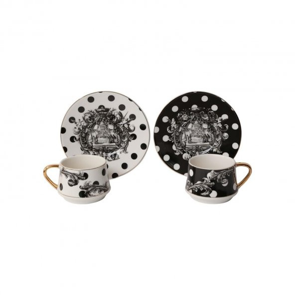 LUCKY ART LYLE001 BLACK AND WHITE 6LI KAHVE FİNCAN TAKIMI