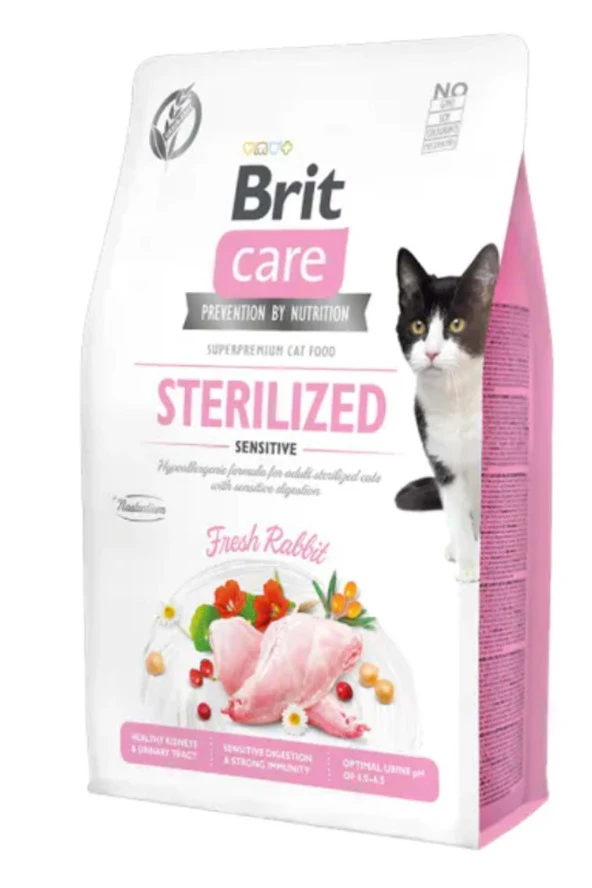 Brit Care Tahılsız Tavşan Etli Kısırlaştırılmış Yetişkin Kedi Maması 2 KG