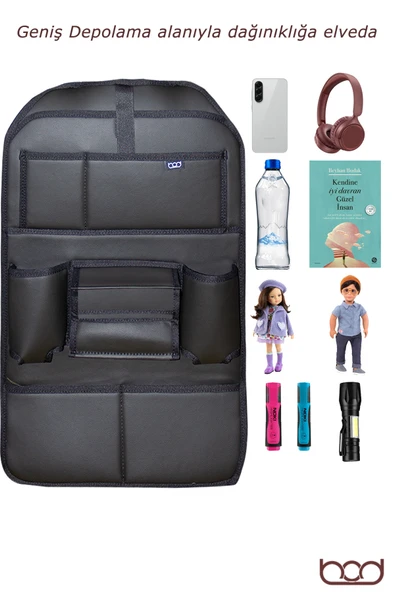 Bod Rodos Oto Koltuk Arkası Koruyucu Eşya Düzenleyici Araç içi Organizer Siyah - 3