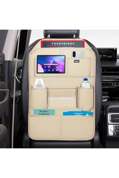 Bod Rodos Oto Koltuk Arkası Koruyucu Eşya Düzenleyici Araç içi Organizer Bej