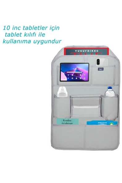 Bod Rodos Oto Koltuk Arkası Koruyucu Eşya Düzenleyici Araç içi Organizer Gri - Resim 5