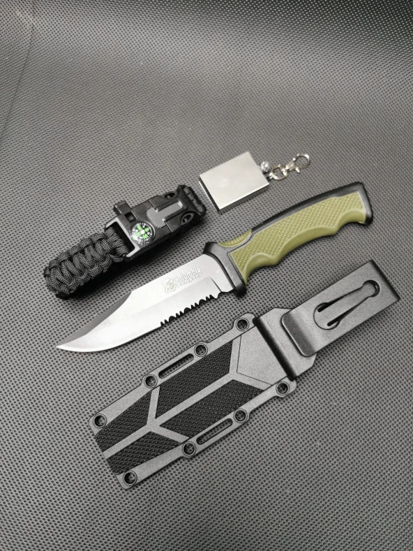 21 cm Avcı Bıçağı 3lü Set Sert Kılıflı Avcı Seti