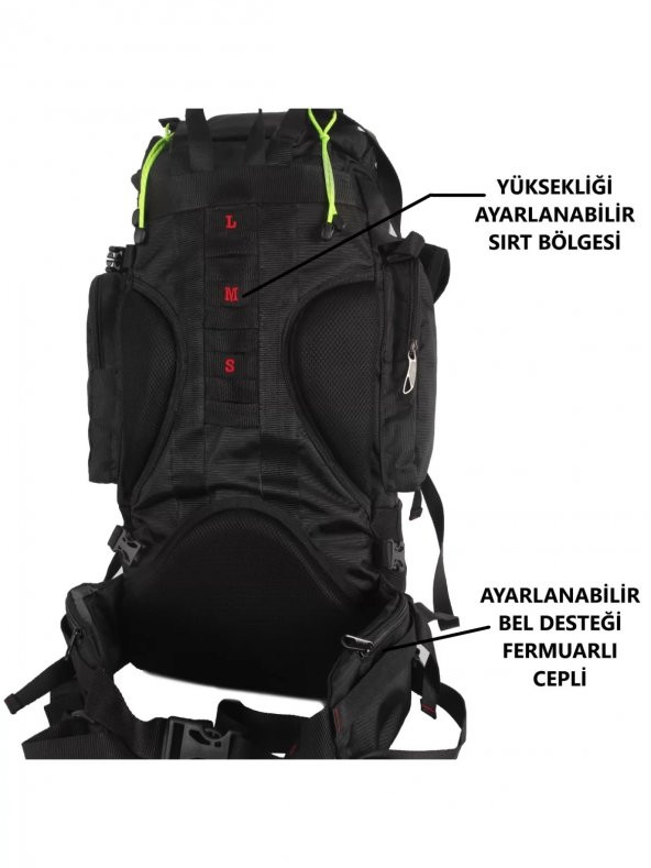 Vegmann 65 Litre Outdoor Trekking Kamp Dağcı Sırt Çantası - 6
