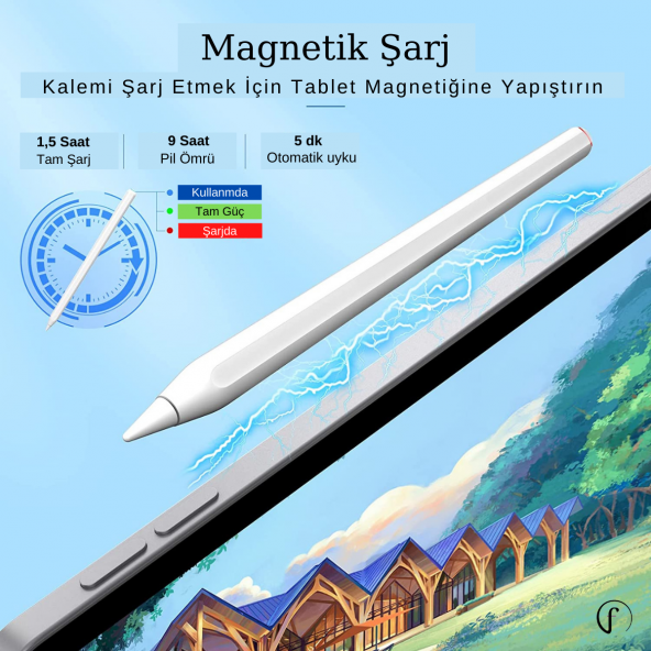 iPad 11 inc 3. Nesil Kablosuz Şarj Olan Avuçiçi Eğim Özellikli (2. Nesil) Kalem - 2