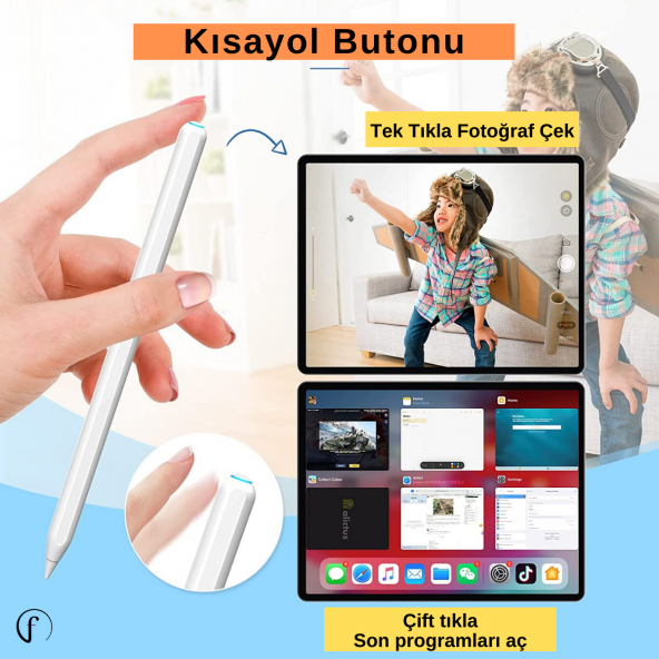 iPad 11 inc 3. Nesil Kablosuz Şarj Olan Avuçiçi Eğim Özellikli (2. Nesil) Kalem - 3