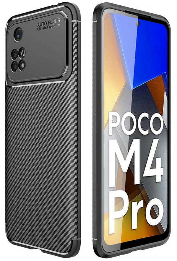 Xiaomi Poco M4 Pro 4G Kılıf Sert Korumalı Zırh Karbon Fiber Kapak