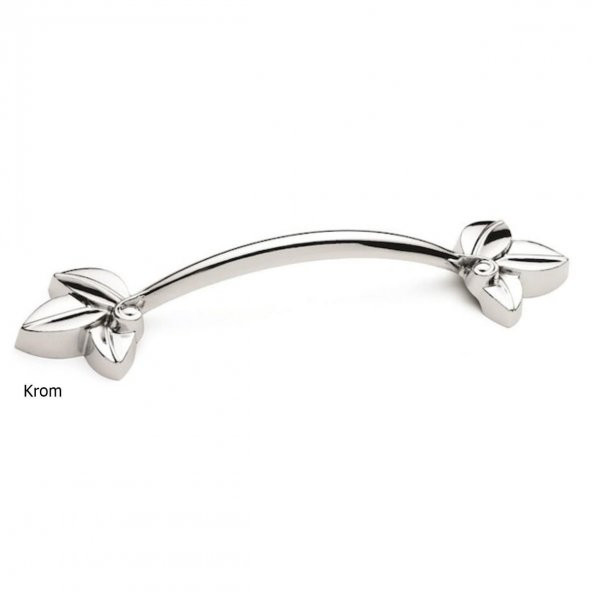 Defne 96 mm Krom Çiçekli Mobilya Dolap Kulp - 2