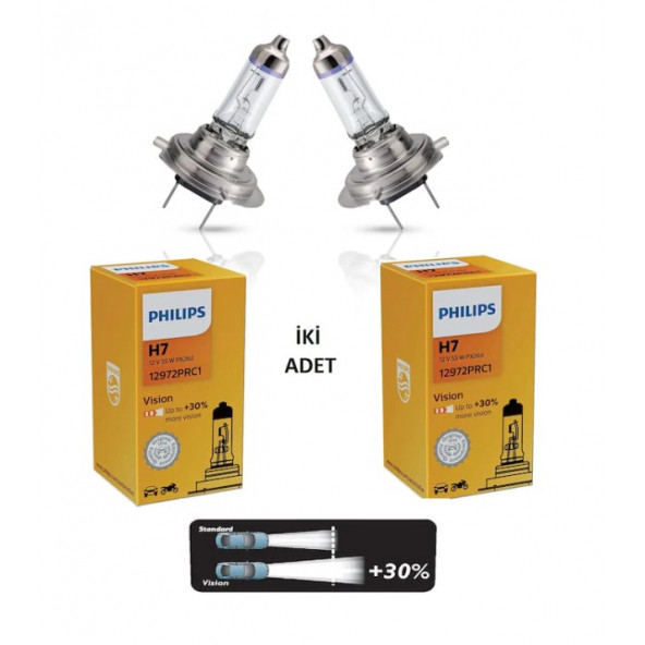 PHiLiPS (2 ADET) 12V. H7  +%30 FAZLA IŞIK STANDART AMPUL, No: 12972PRC1, EAN: 8711500405937