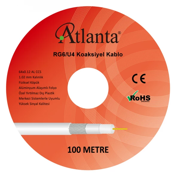 Atlanta RG6/U4 64 Tel CCS Anten Kablosu (100 Metre)