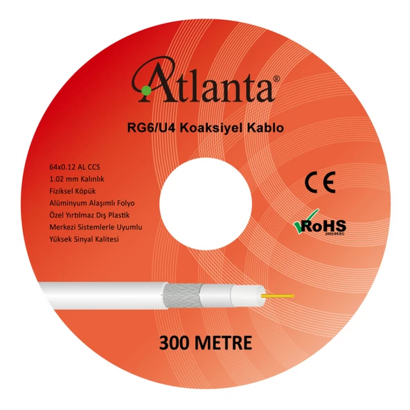 Atlanta RG6/U4 64 Tel CCS Anten Kablosu (300 Metre)