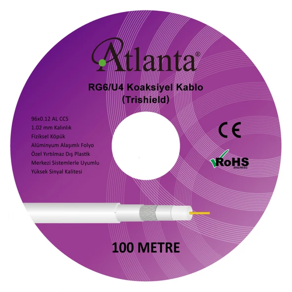 Atlanta RG6/U4 96 Tel CCS Anten Kablosu (100 Metre)