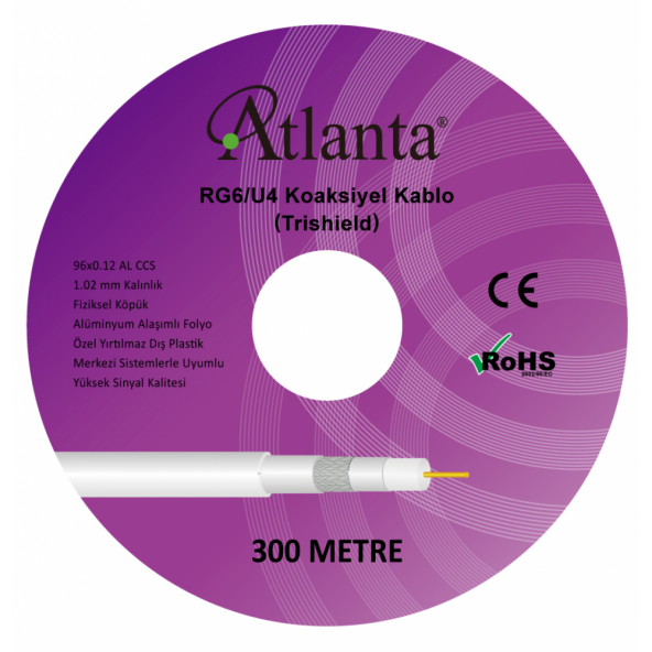Atlanta RG6/U4 96 Tel CCS Anten Kablosu (300 Metre)