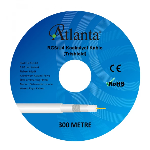 Atlanta RG6/U4 96 Tel CCA Anten Kablosu (300 Metre)