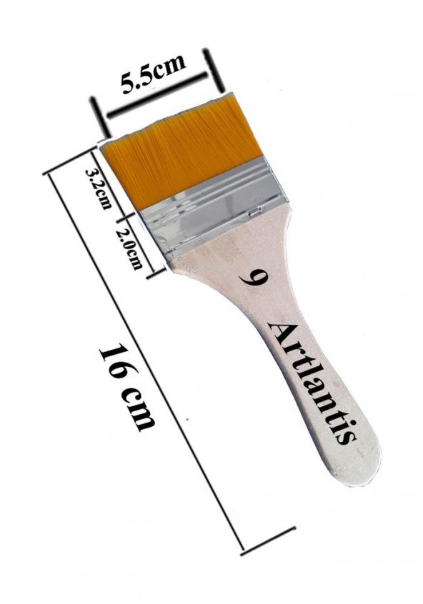 Zemin Fırçası 9 Numara Sentetik İpek Uçlu Kıl Akrilik Guaj Yağlı Boya Fırçası Zemin Fırça No:9 1 Adet