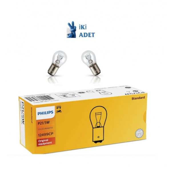 Philips (2 adet) 12V P21-5W Standart Ampul No:12499 (1016)