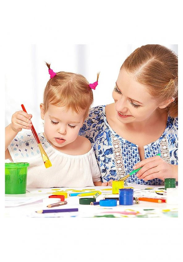 Fırça Seti 6 Lı Kısa Sap Resim Fırçası 1 Paket Suluboya Akrilik Boya Guaj Boya Yağlı Boya Fırca Seti - 6