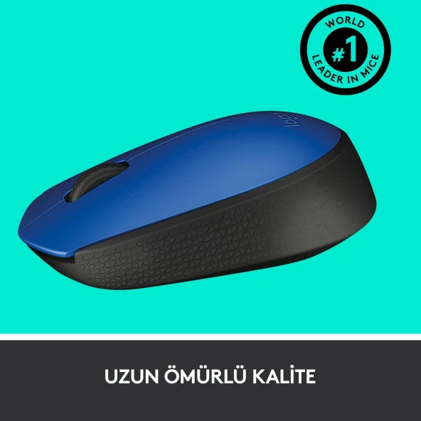 Logitech USB Alıcılı Kablosuz Kompakt Mavi Kablosuz Mouse - Resim 5