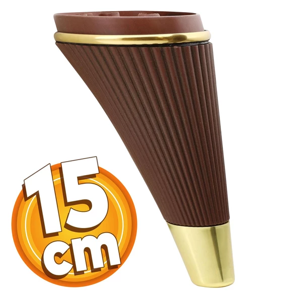 Iron Lüks Mobilya Kanepe Sehpa Tv Ünitesi Koltuk Ayağı 15 Cm Ahşap Desenli Gold Baza Ayakları