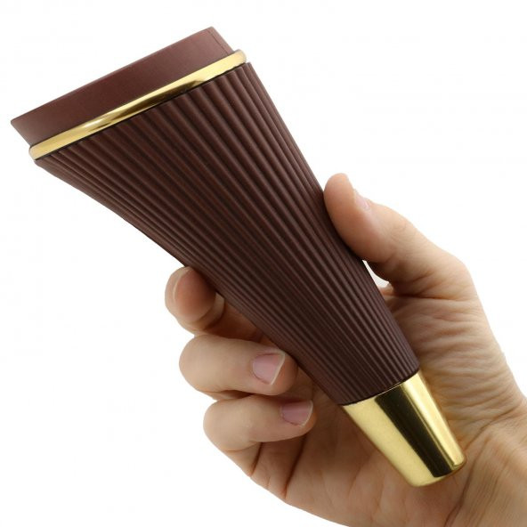 Lüks Mobilya Kanepe Sehpa TV Ünitesi Koltuk Ayağı 19 cm Ahşap Desenli Gold Baza Ayak - 2