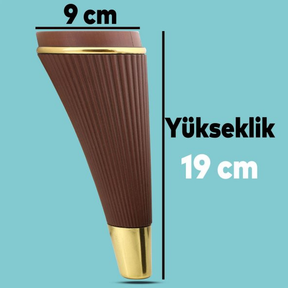 Lüks Mobilya Kanepe Sehpa TV Ünitesi Koltuk Ayağı 19 cm Ahşap Desenli Gold Baza Ayak - 6