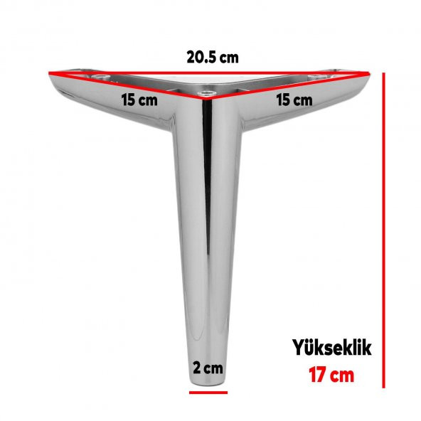 Lüks Mobilya Kanepe Sehpa TV Ünitesi Koltuk Ayağı 17 cm Parlak Krom Baza Ayak - Resim 3